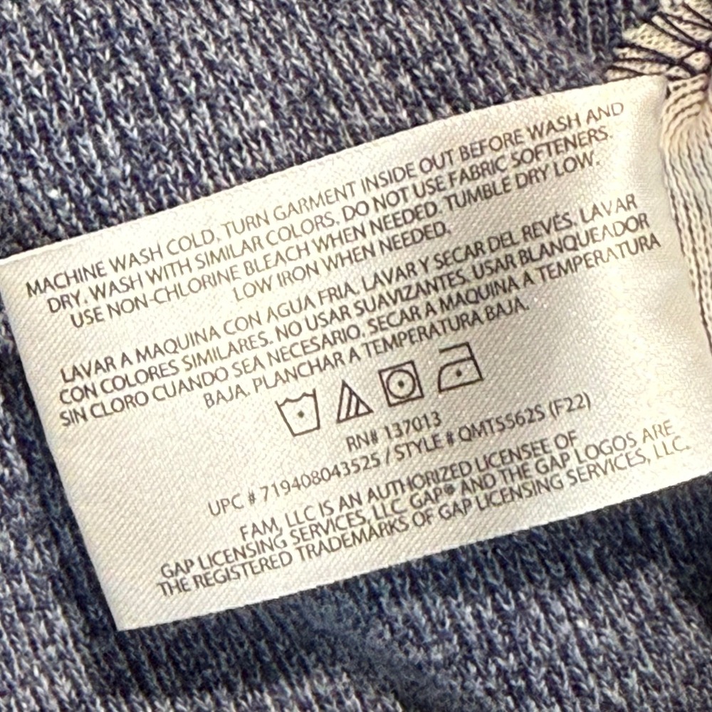 GAP Mens Quarter Zip Pullover Large Blue Marled Knit Mock Neck Casual Classic - Picture 5 of 7